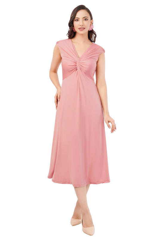 HONEY MIDI DRESS (ROSE PINK)