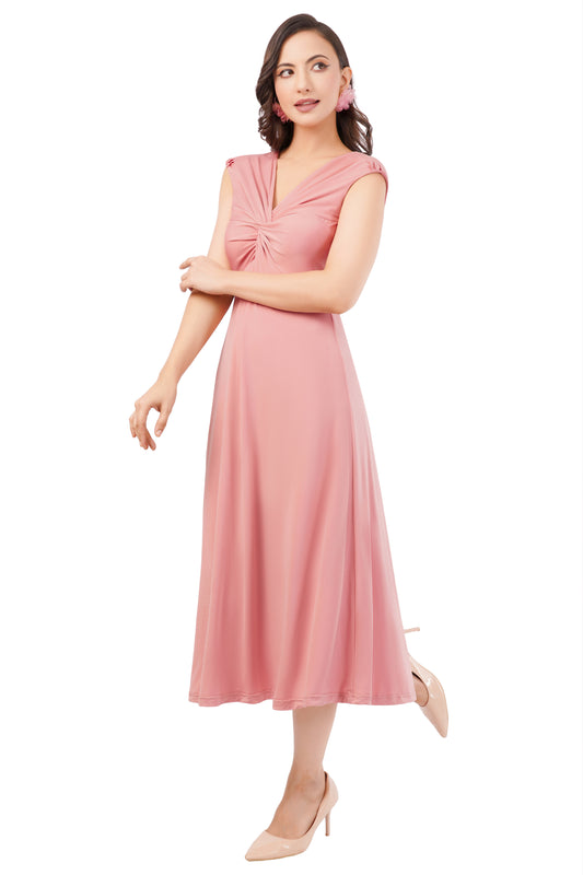 HONEY MIDI DRESS (ROSE PINK)
