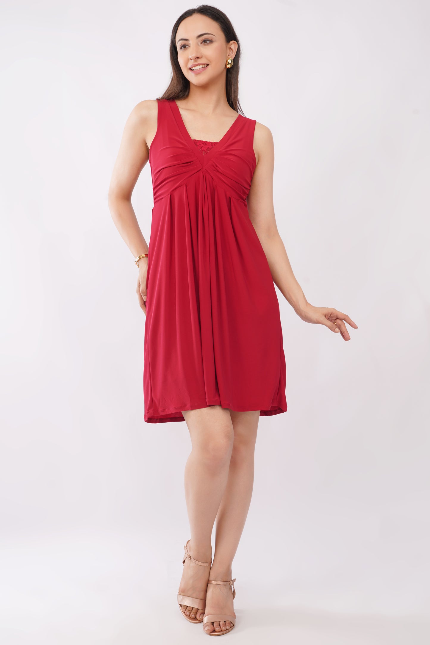 DONNA SHORT DRESS (SCARLET RED)
