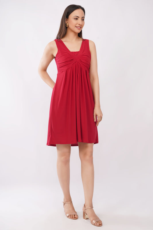 DONNA SHORT DRESS (SCARLET RED)