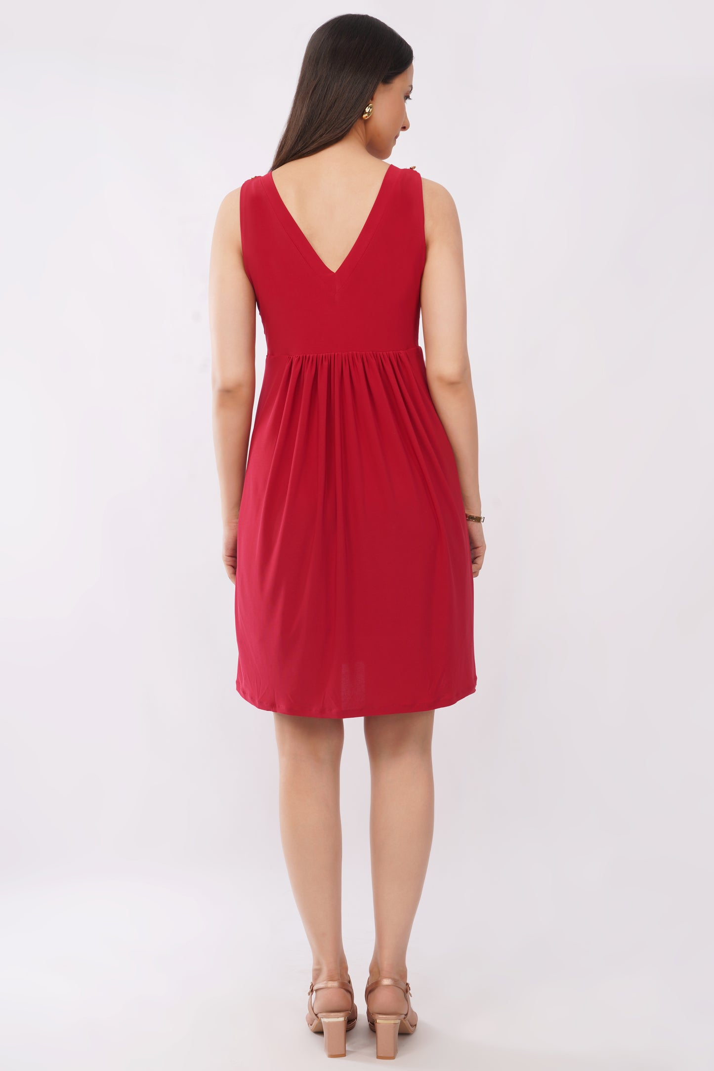DONNA SHORT DRESS (SCARLET RED)